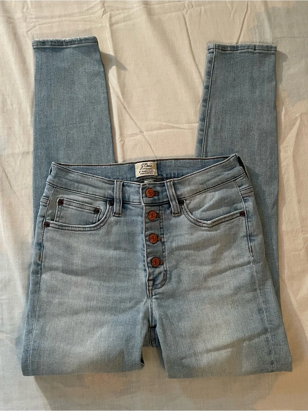 J. Crew Women's Light Wash 9” High-Rise Toothpick Button-Fly Jeans